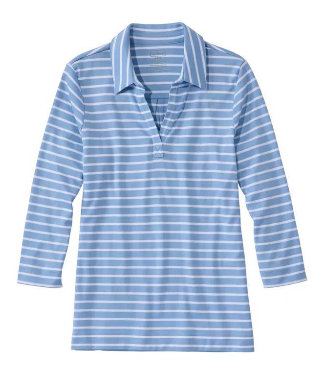 Pima Polo 3/4 Sleeve Stripe Women's Regular