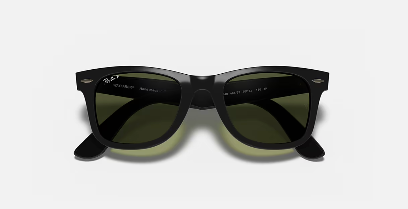 RB4340 Wayfarer Ease 601/58 Polished Black w/ G-15 Green 50-22