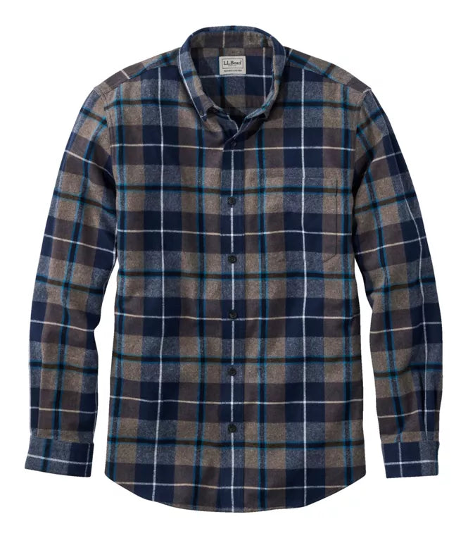 Scotch Plaid Flannel Shirt Button Down Slightly Fitted Men's Regular