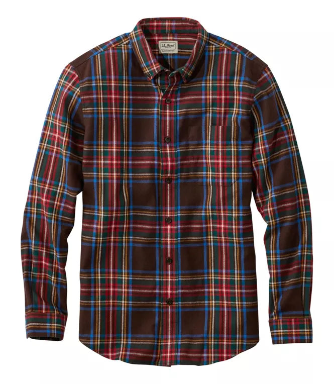 Scotch Plaid Flannel Shirt Button Down Slightly Fitted Men's Regular
