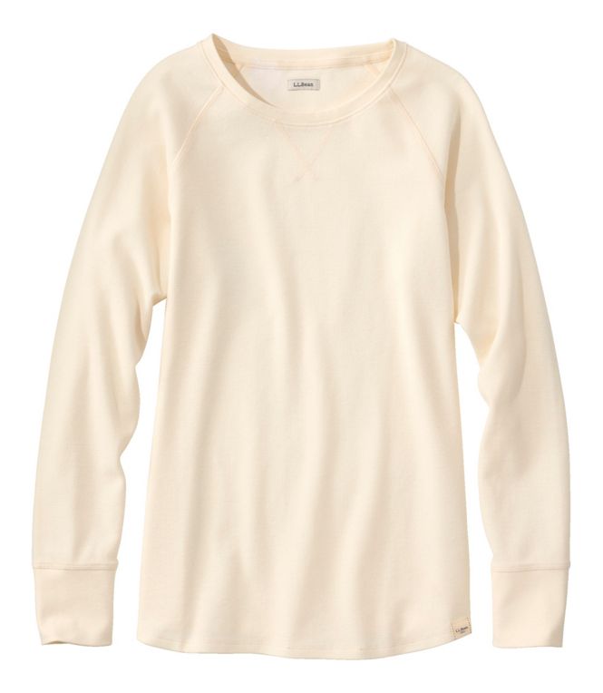 Unshrinkable Mini Waffle Crewneck Tee Long Sleeve Women's Regular