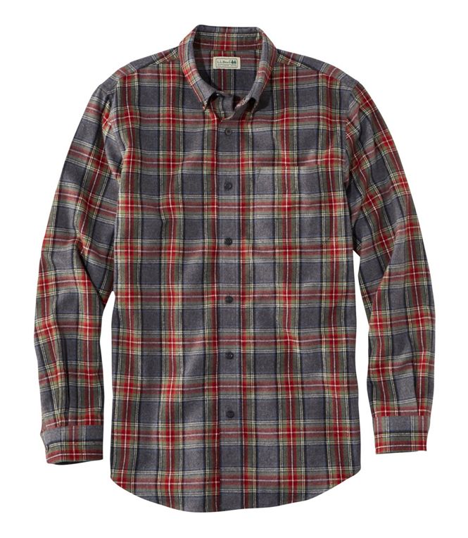 Scotch Plaid Flannel Shirt Button Down Slightly Fitted Men's Regular