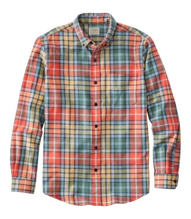 Scotch Plaid Flannel Shirt Button Down Slightly Fitted Men's Regular