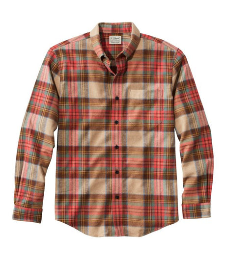 Scotch Plaid Flannel Shirt Button Down Slightly Fitted Men's Regular