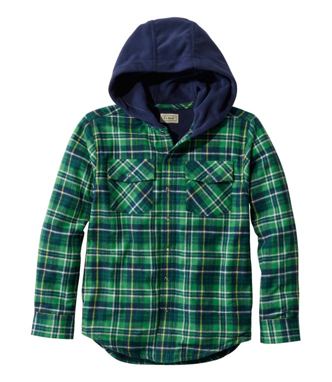 Fleece Lined Flannel Shirt Hooded Plaid Kids'