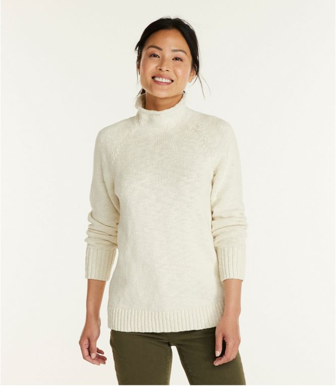 Cotton Ragg Sweaters Funnel Neck Pull Over Women's Regular