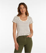 Soft Stretch Supima Tee Scoopneck Short Sleeve Stripe Women's Regular