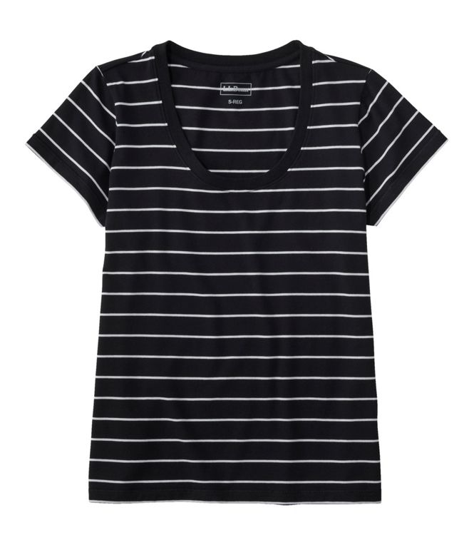Soft Stretch Supima Tee Scoopneck Short Sleeve Stripe Women's Regular
