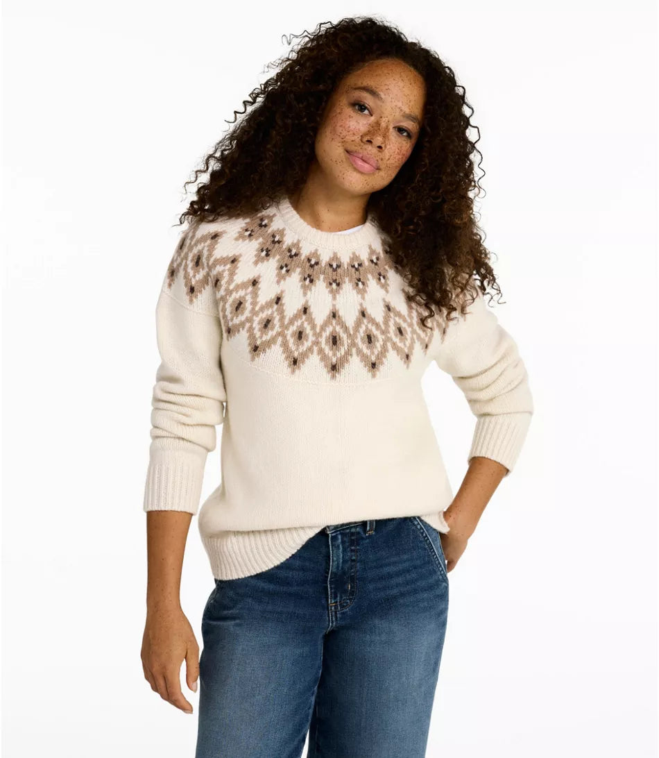 Bean's Classic Ragg Wool Crewneck Fair Isle Sweater Women's Regular