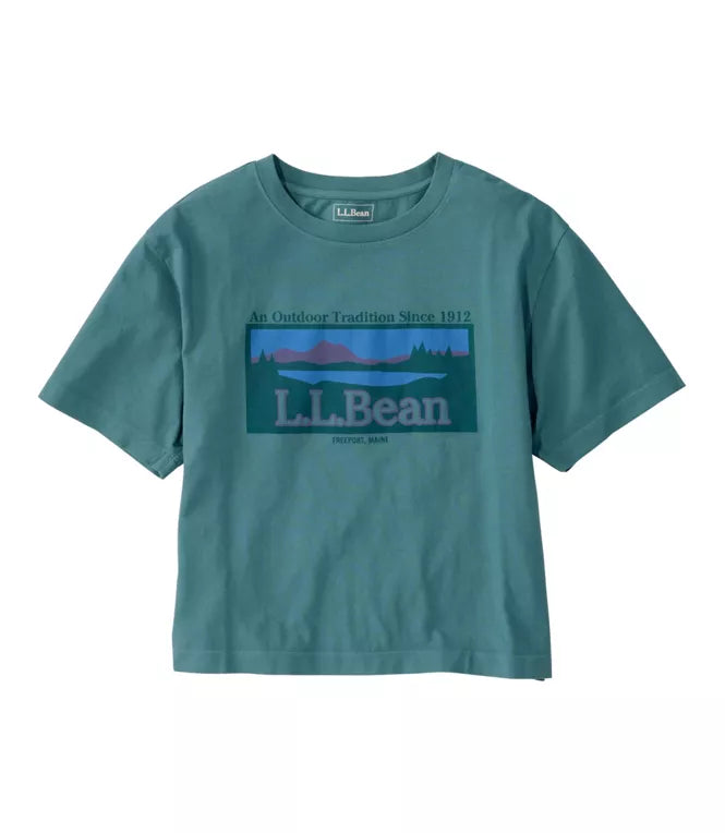 Mountain Classic Cropped Boxy Crewneck Logo Tee Short Sleeve Women's Regular