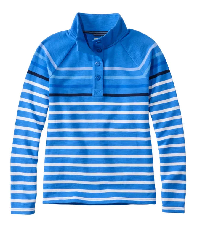 Peaks Island Button Mockneck Stripe Women's Regular