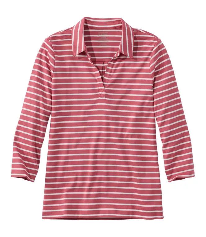 Pima Polo 3/4 Sleeve Stripe Women's Regular