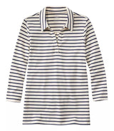 Pima Polo 3/4 Sleeve Stripe Women's Regular