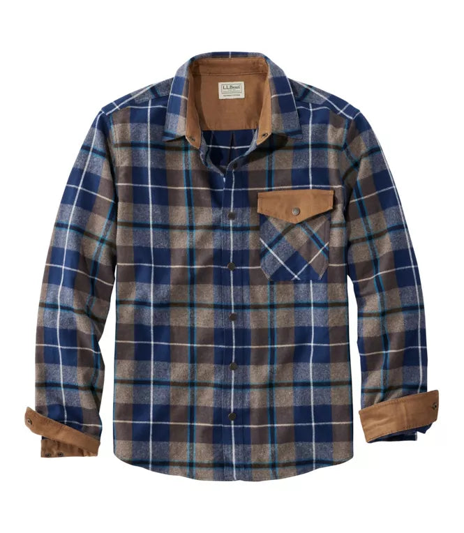 Scotch Plaid Flannel Snap Shirt Untucked Slightly Fitted Men's Regular
