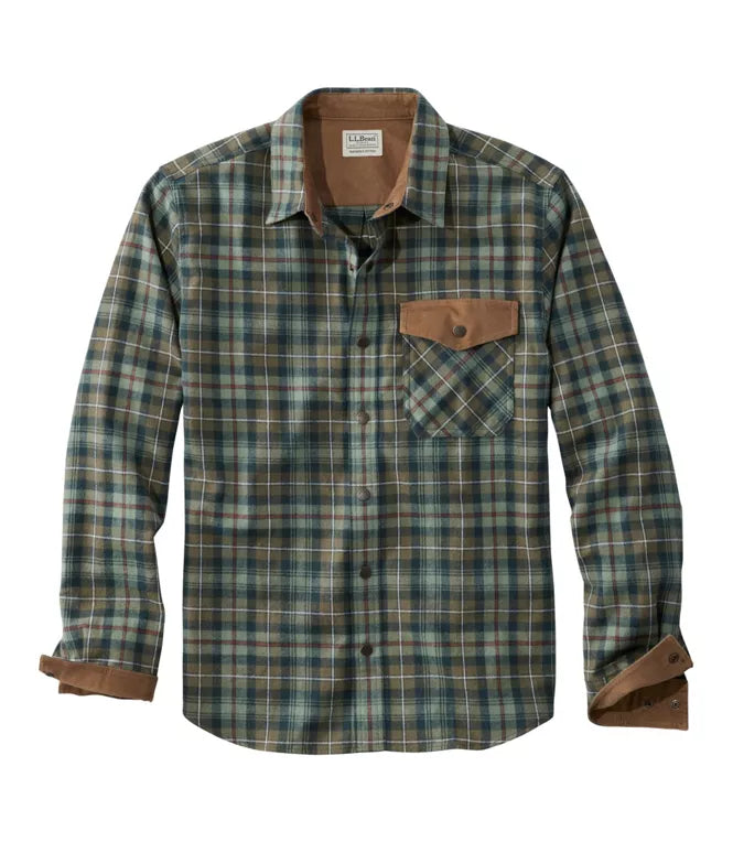 Scotch Plaid Flannel Snap Shirt Untucked Slightly Fitted Men's Regular