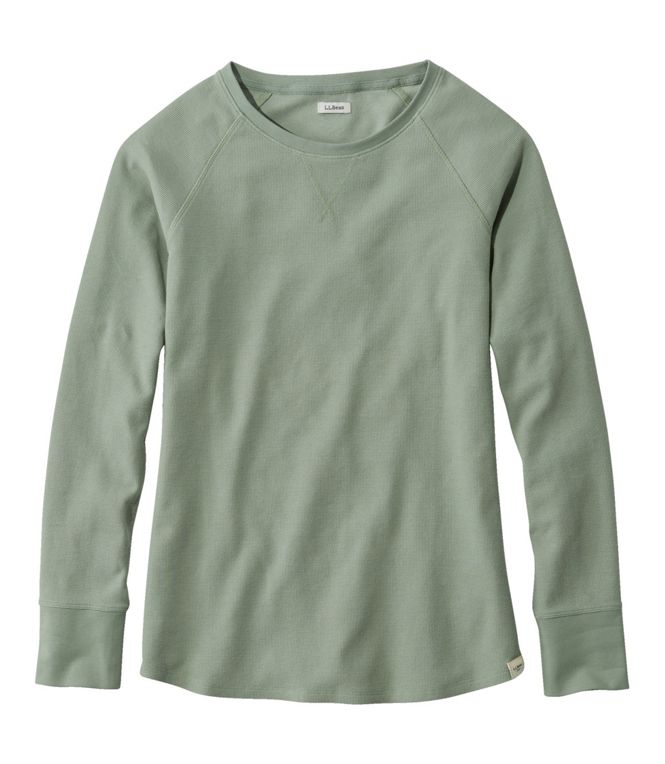 Unshrinkable Mini Waffle Crewneck Tee Long Sleeve Women's Regular