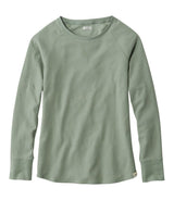 Unshrinkable Mini Waffle Crewneck Tee Long Sleeve Women's Regular